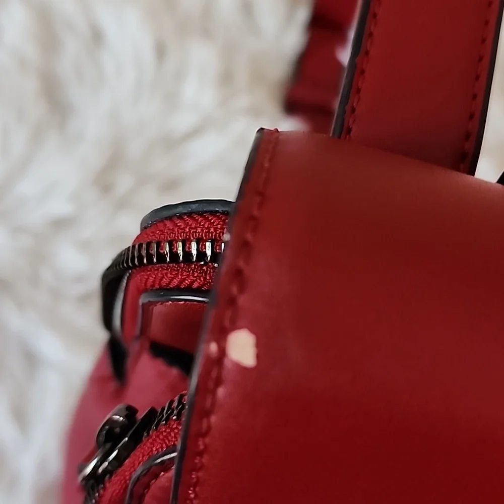 Calvin Klein Dark Red Faux Leather Backpack